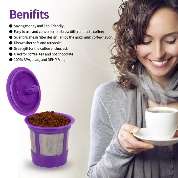 Reusable Keurig K Cups Pod Coffee Filters for Keurig 2.0 &amp; 1.0 Brewers, Universal Refillable KCups, Keurig filter, Reusable Kcup, K Cup K-cups Reusable Filter 4 Packs