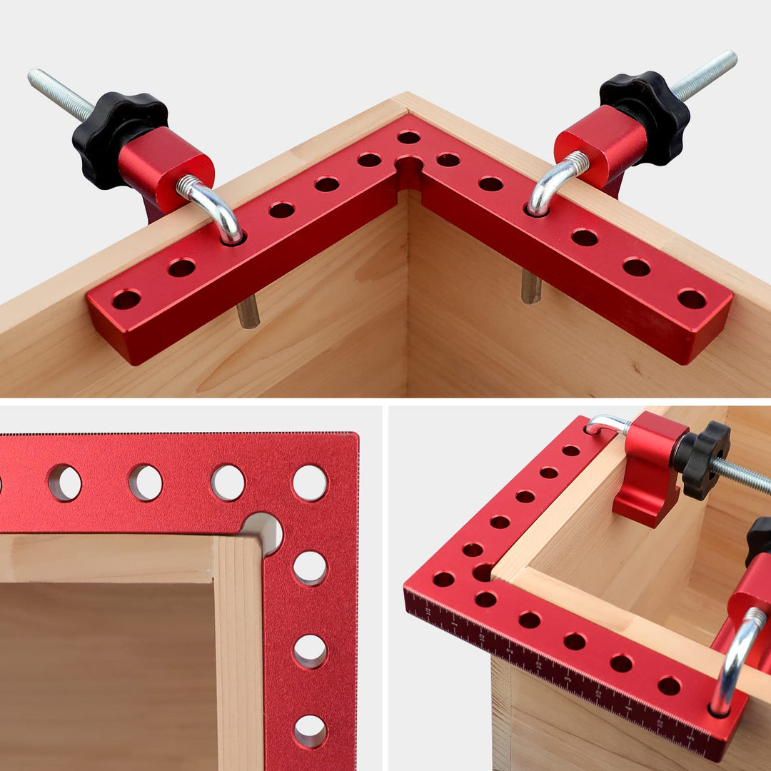90 Degree Positioning Squares, Right Angle Clamps 5.5 x 5.5(14 x 14cm) Aluminum Alloy Woodworking Carpenter, Corner Clamping Square Tool for Picture Frames, Boxes, Cabinets or Drawers(4 Pack)