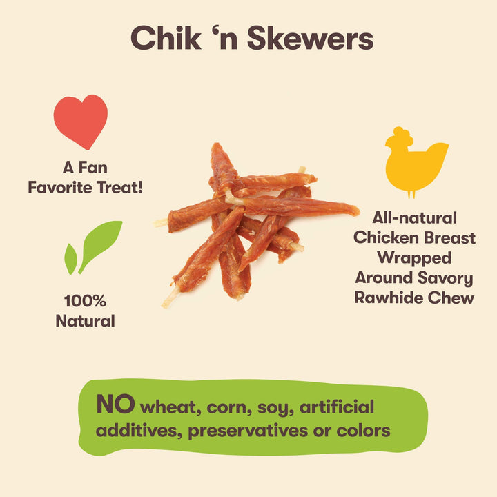 Pet &#39;n Shape Chik &#39;n Skewers - Chicken Wrapped Rawhide - All Natural Dog Treats, Chicken, 8 Oz, 10808