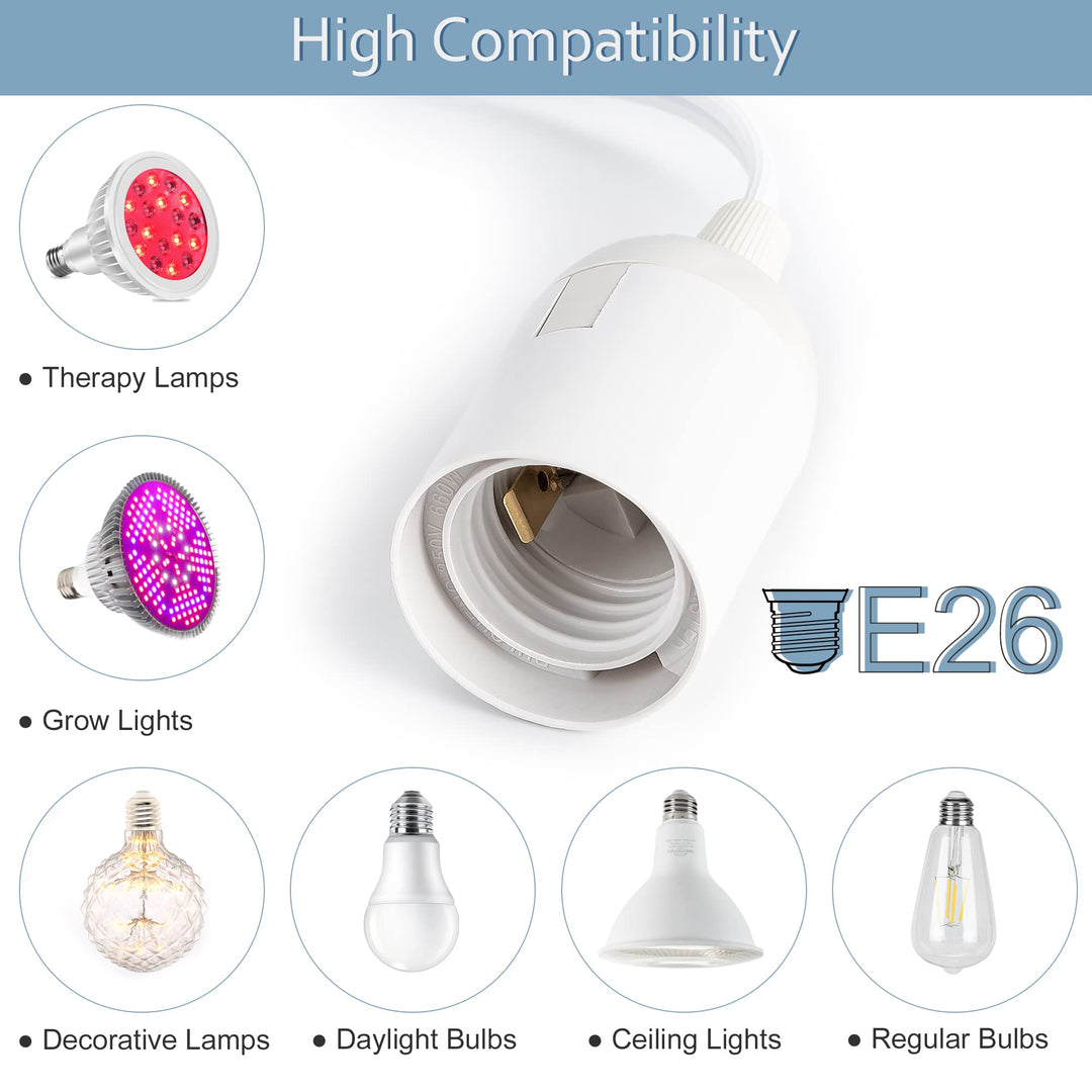 Extension Hanging Lantern Cord Cable 2-Pack 20ft UL 360W with E26 E27 Socket On/Off Button Pendant Lighting