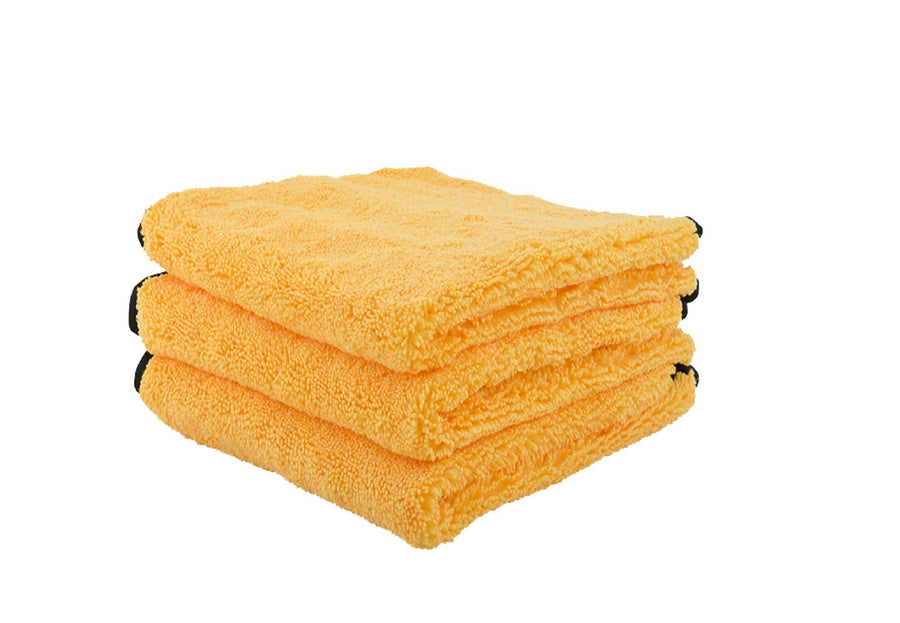 MIC 506 03 Professional Grade Premium Microfiber Towels, Gold (16 Inch x 16 Inch) (Pack of 3) - Safe for Car Wash, Home Cleaning & Pet Drying Cloths