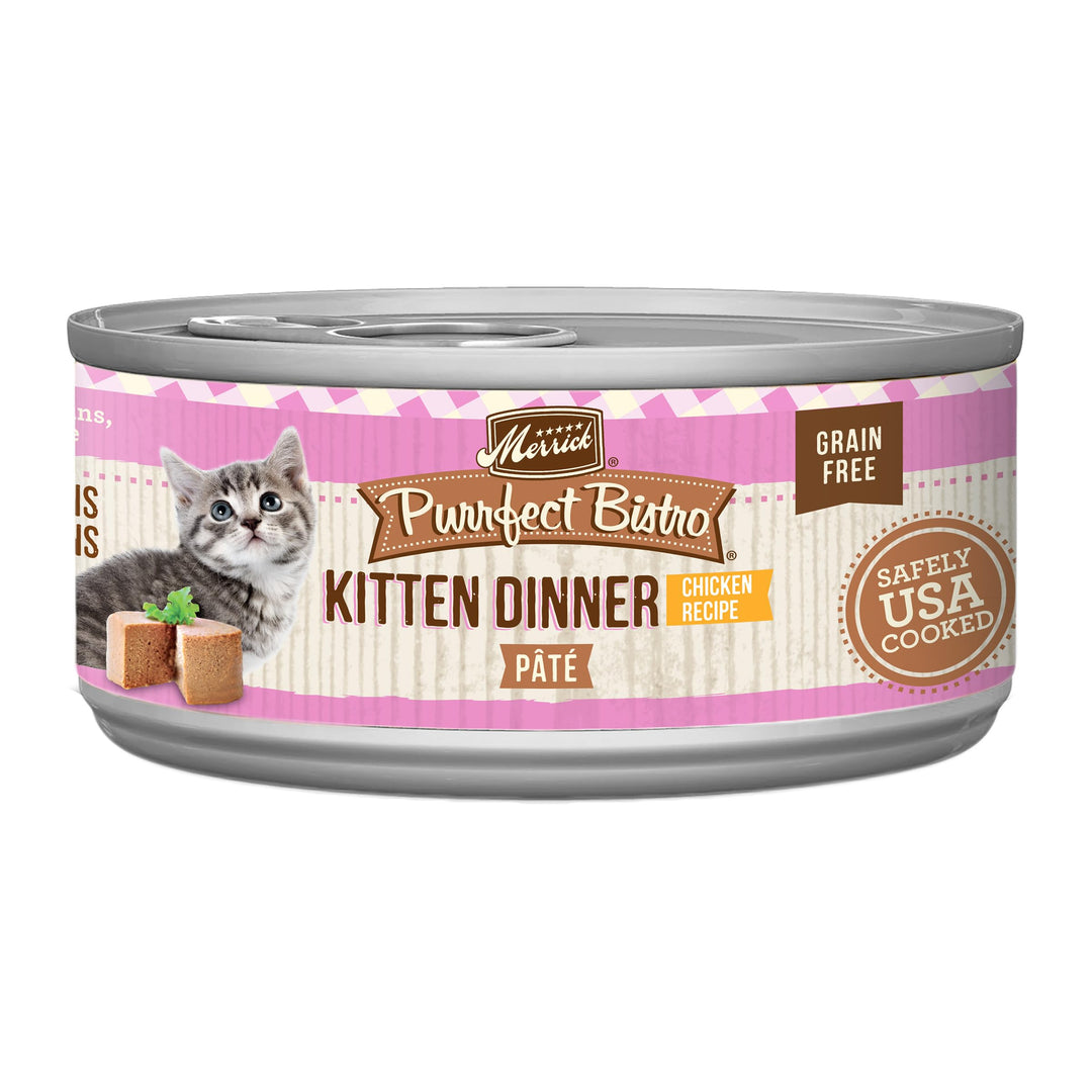 Purrfect Bistro Grain Free Premium Soft Canned Pate Chicken Wet Cat Food, Kitten Dinner Recipe - 5.5 OZ Can (Pack of 24)