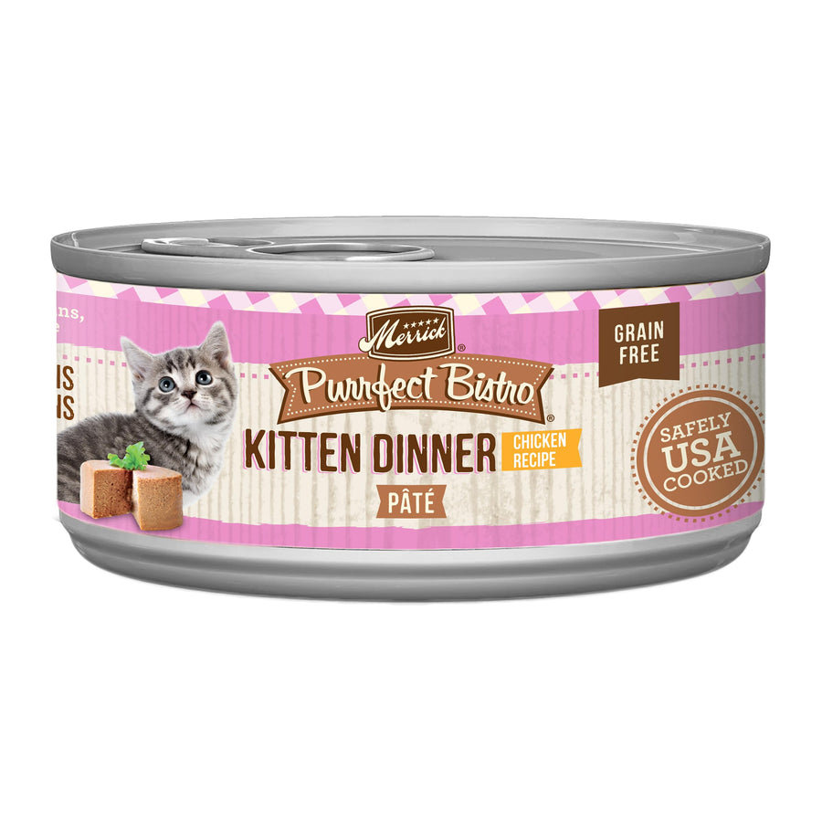 Purrfect Bistro Grain Free Premium Soft Canned Pate Chicken Wet Cat Food, Kitten Dinner Recipe - 5.5 OZ Can (Pack of 24)