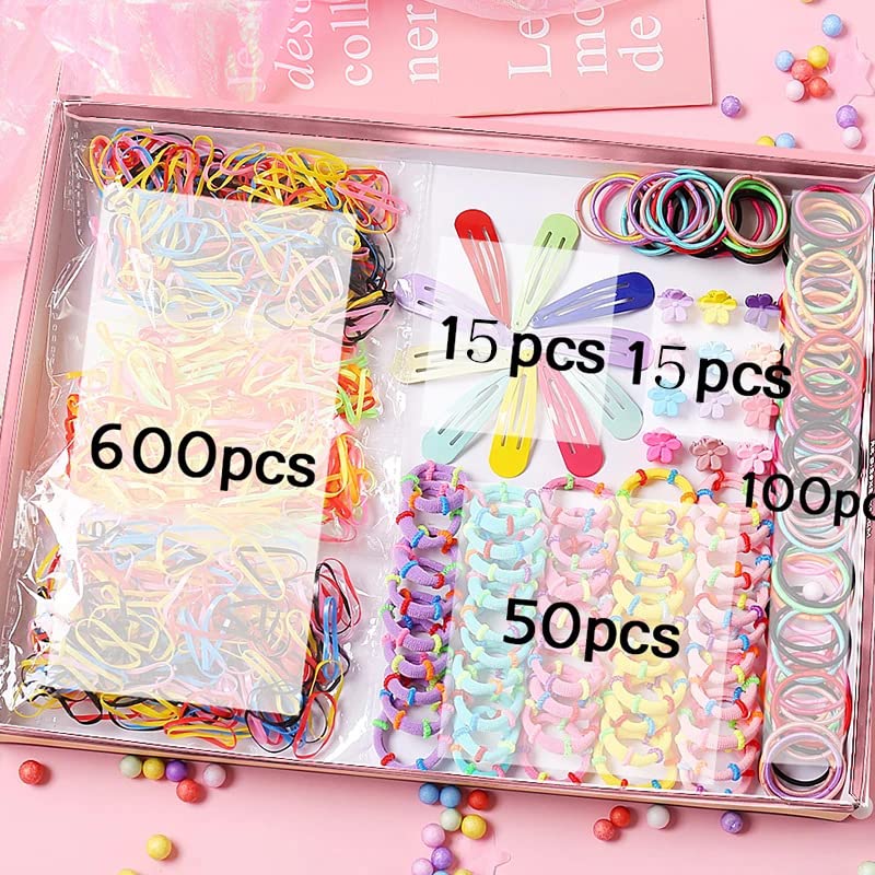 790 pcs Girls Hair Clip Hair Tie Set Toddler Kids Hair Accessories for Girls Hair Clips for Toddler Girls Hair Accessories Set Colorful Ponytail Holders Rubber Bands with 10 pcs Ice Cream Hairpin