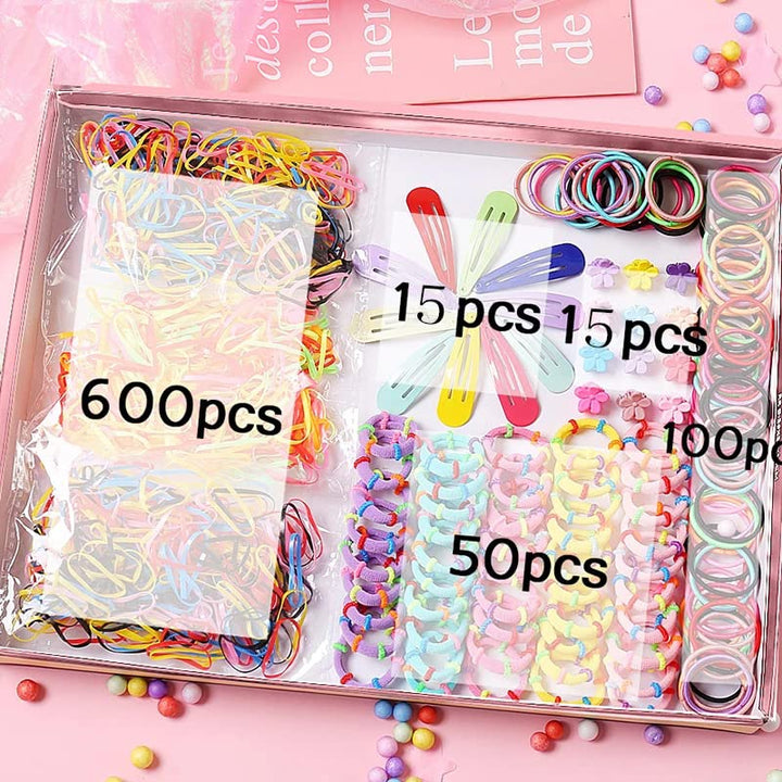 790 pcs Girls Hair Clip Hair Tie Set Toddler Kids Hair Accessories for Girls Hair Clips for Toddler Girls Hair Accessories Set Colorful Ponytail Holders Rubber Bands with 10 pcs Ice Cream Hairpin