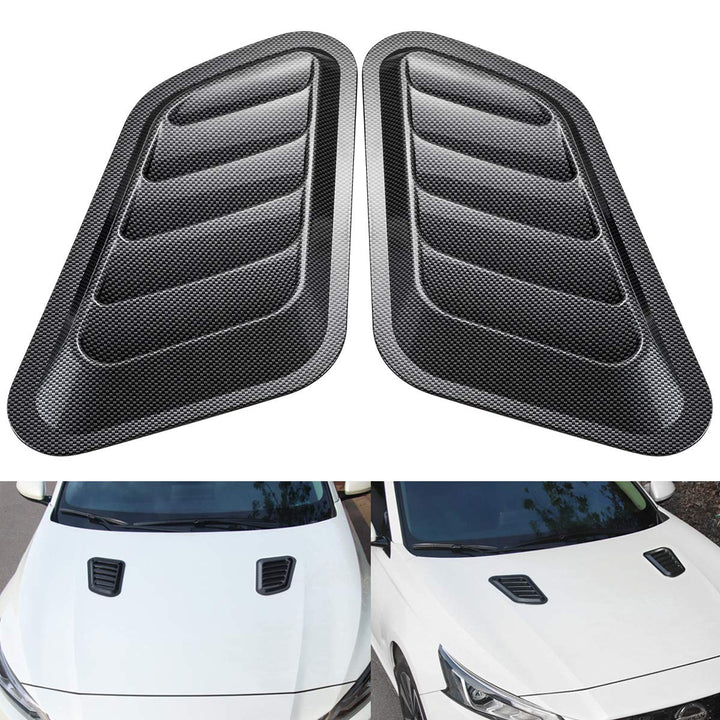 1 Pair Universal Car ABS Decorative Air Flow Intake Scoop Turbo Bonnet Vent Cover Hood (Carbon Fiber)