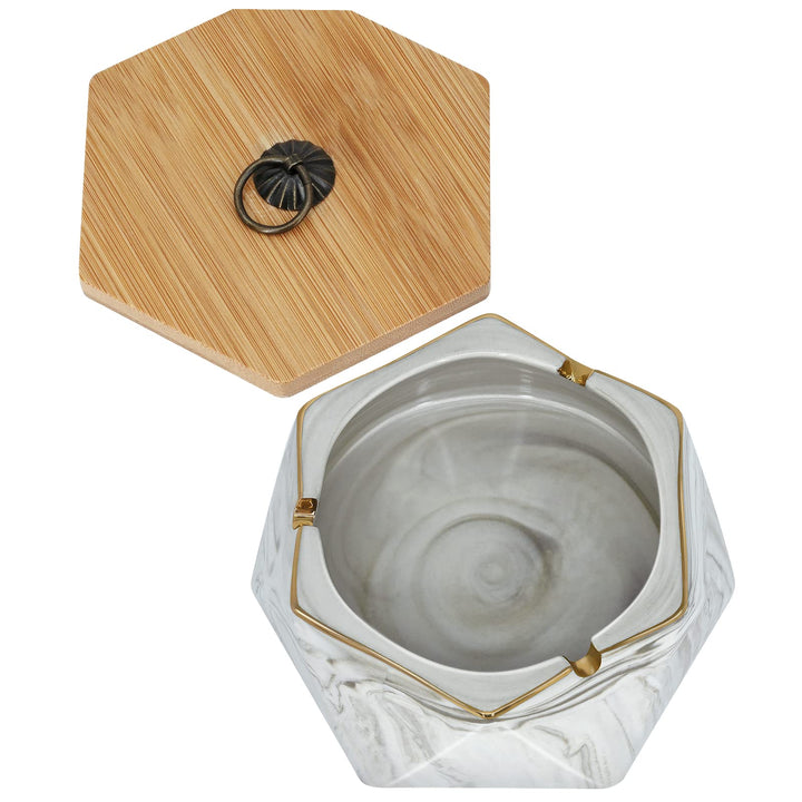 ashtrays for Cigarettes, Pink Marble Ceramic ash Tray with lid,Outdoor Ashtray,Desktop Smoking Ash Tray for Home Office Decoration -Pink Gray (Shi Huang)
