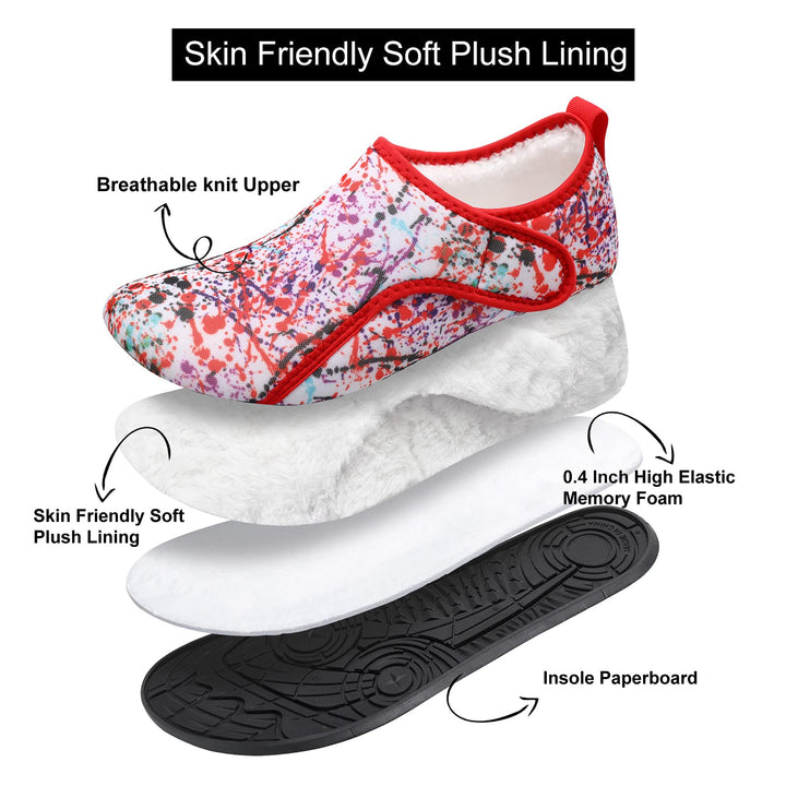 L-RUN Fur Slippers Women Indoor House Slippers Non Slip