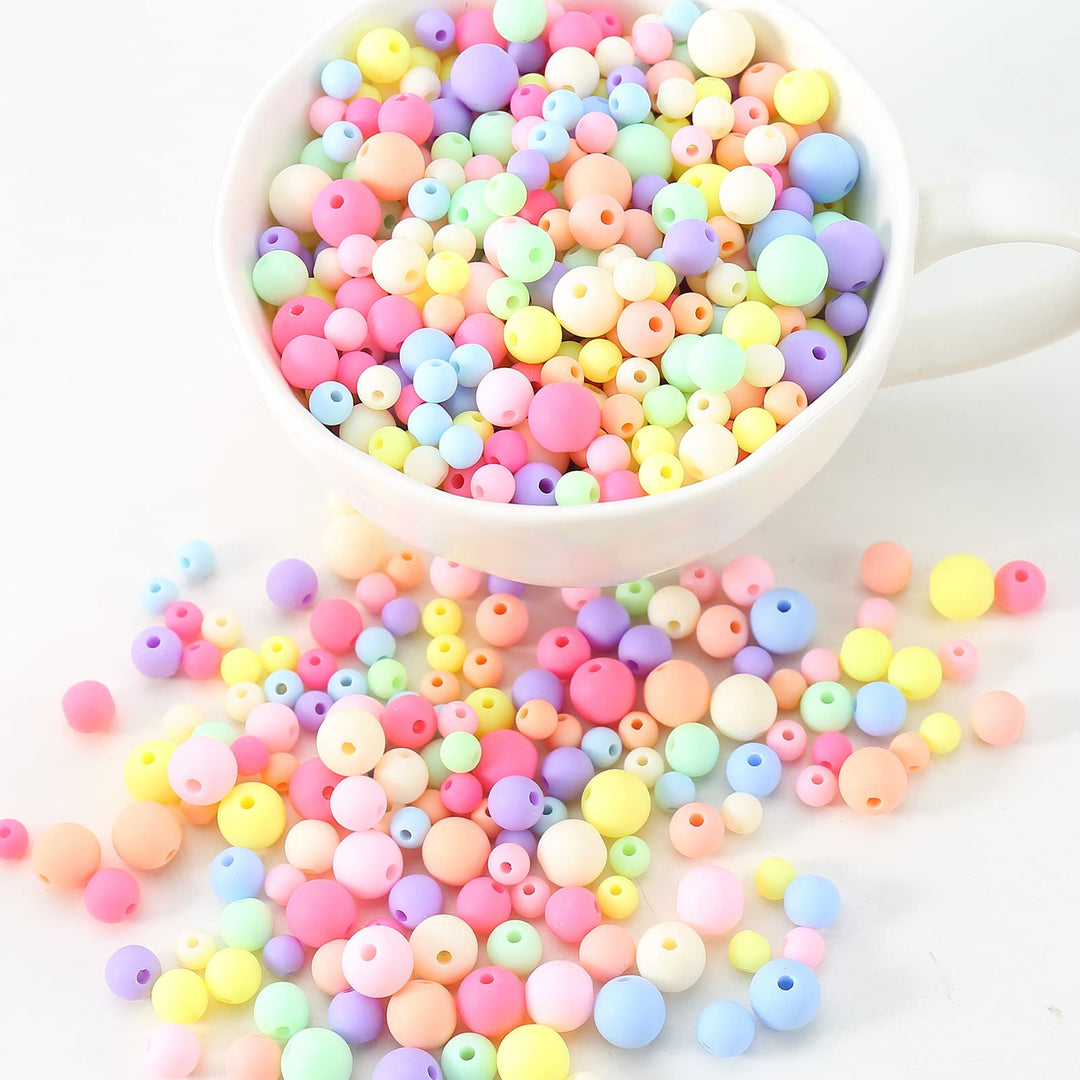 Color Beads Acrylic Round Beads Pastel Round Bead for DIY Necklace, Bracelet, Earring Jewelry Making (6mm-890pcs)