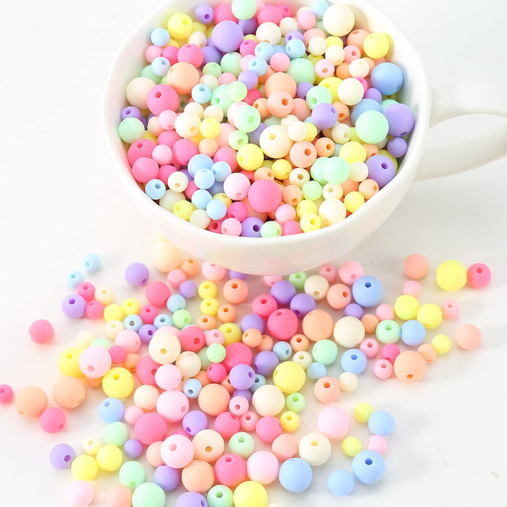 Color Beads Acrylic Round Beads Pastel Round Bead for DIY Necklace, Bracelet, Earring Jewelry Making (6mm-890pcs)