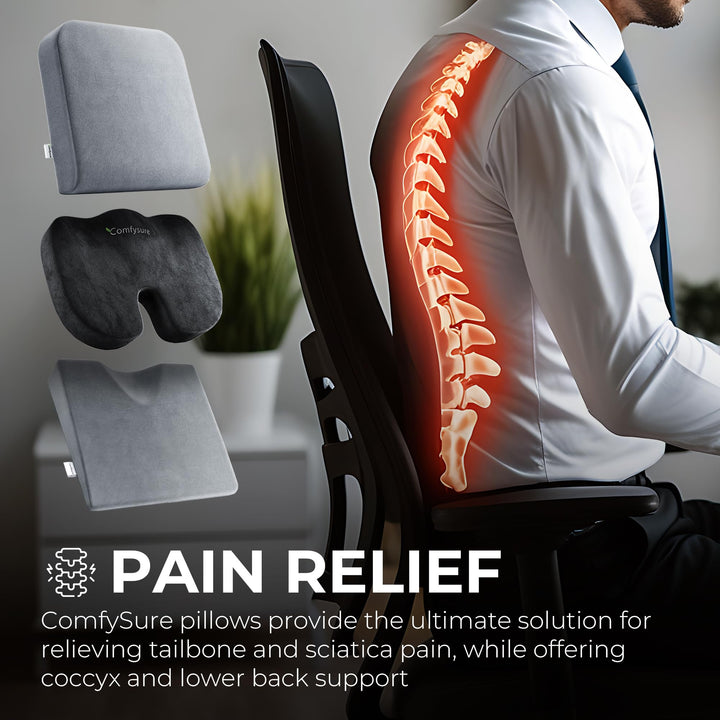 Wedge Car Seat Cushion and Office Chair Cushion - Memory Foam Tailbone Pain Relief Cushion for Driving, Office Chair, Gaming Chair - Orthopedic Support for Lower Back, Tailbone, Coccyx, Hips
