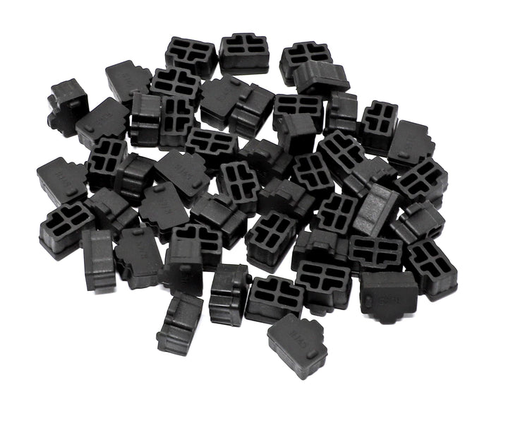 50 Pcs Black Ethernet Hub Port RJ45 Anti Dust Cover Cap Protector Plug