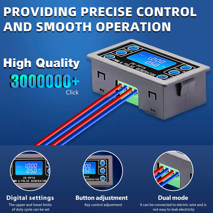 Pwm Signal Generator,Dual Mode Function Frequency Generator Adjustable 1-150kHZ Pulse Square Rectangular Wave Signal Module Driver Controller LCD Display with Case