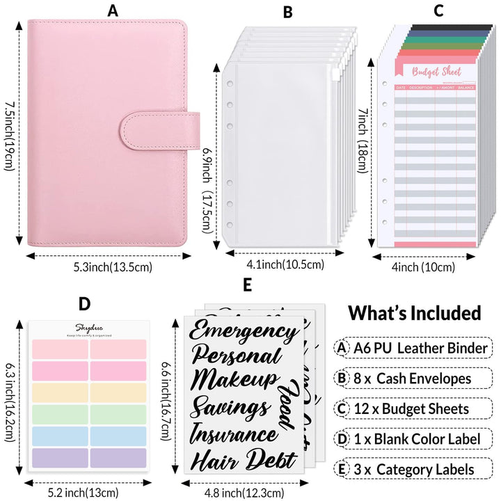 Budget Binder, Money Saving Binder with Zipper Envelopes, Cash Envelopes and Expense Budget Sheets for Budgeting