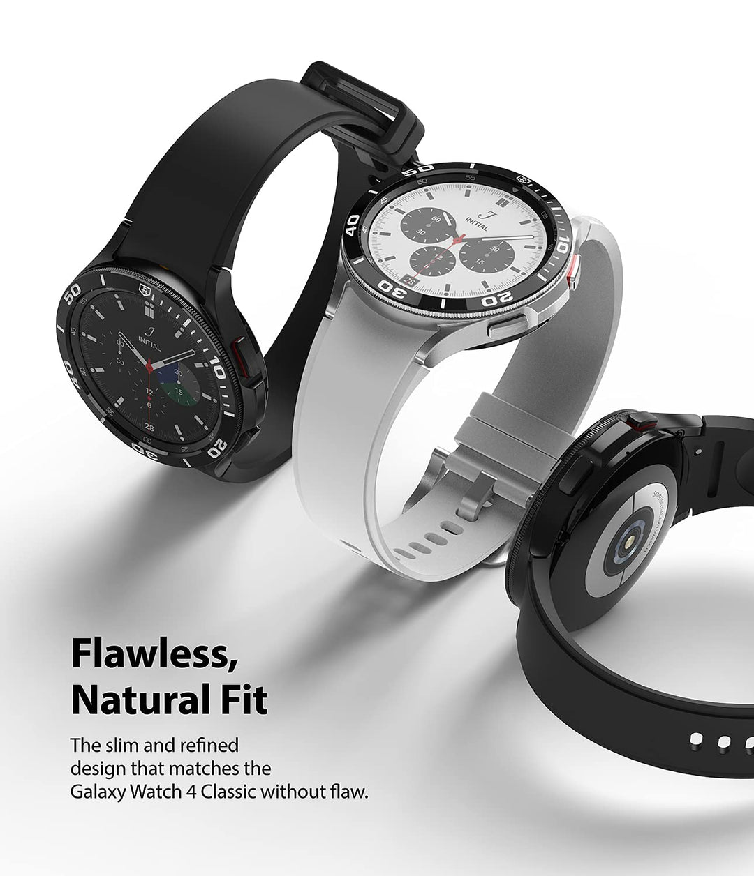 Bezel Styling Compatible with Samsung Galaxy Watch 4 Classic 46mm Adhesive Frame Ring Cover Anti Scratch [Stainless Steel] Protection for Galaxy Watch4 Classic 46mm - Black [46-02]