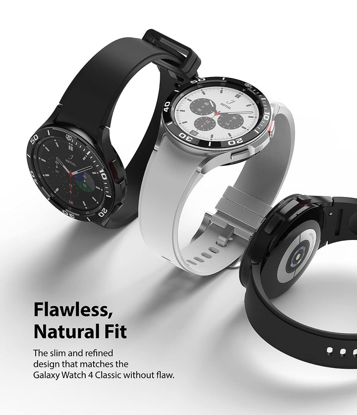 Bezel Styling Compatible with Samsung Galaxy Watch 4 Classic 46mm Adhesive Frame Ring Cover Anti Scratch [Stainless Steel] Protection for Galaxy Watch4 Classic 46mm - Black [46-02]