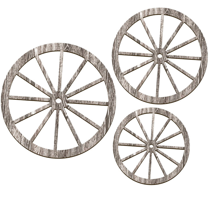 Qunclay 3 Pcs Wooden Wagon Wheel Decor 12/10/8 Inch Old