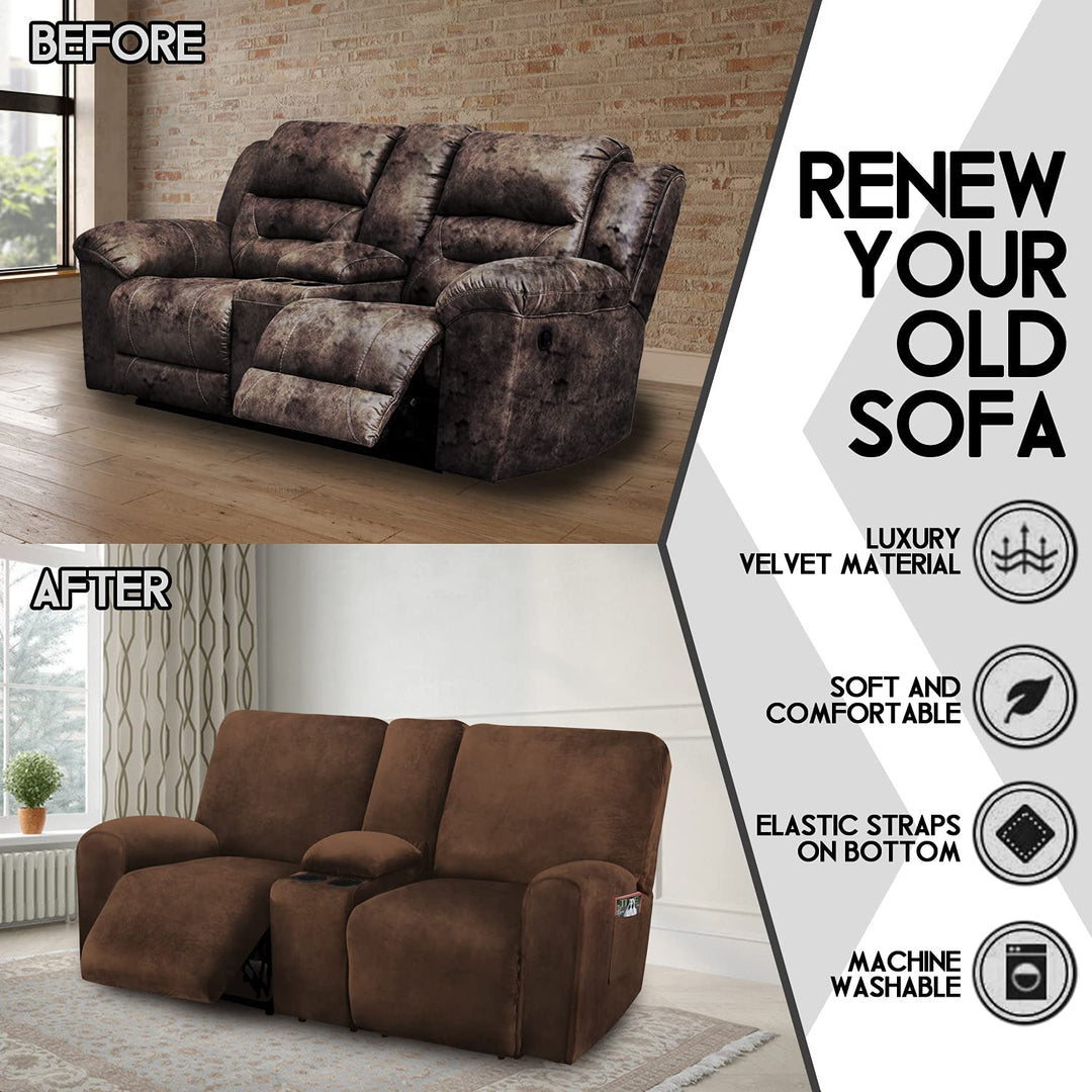 ULTICOR Reclining Love Seat with Middle Console Slipcov