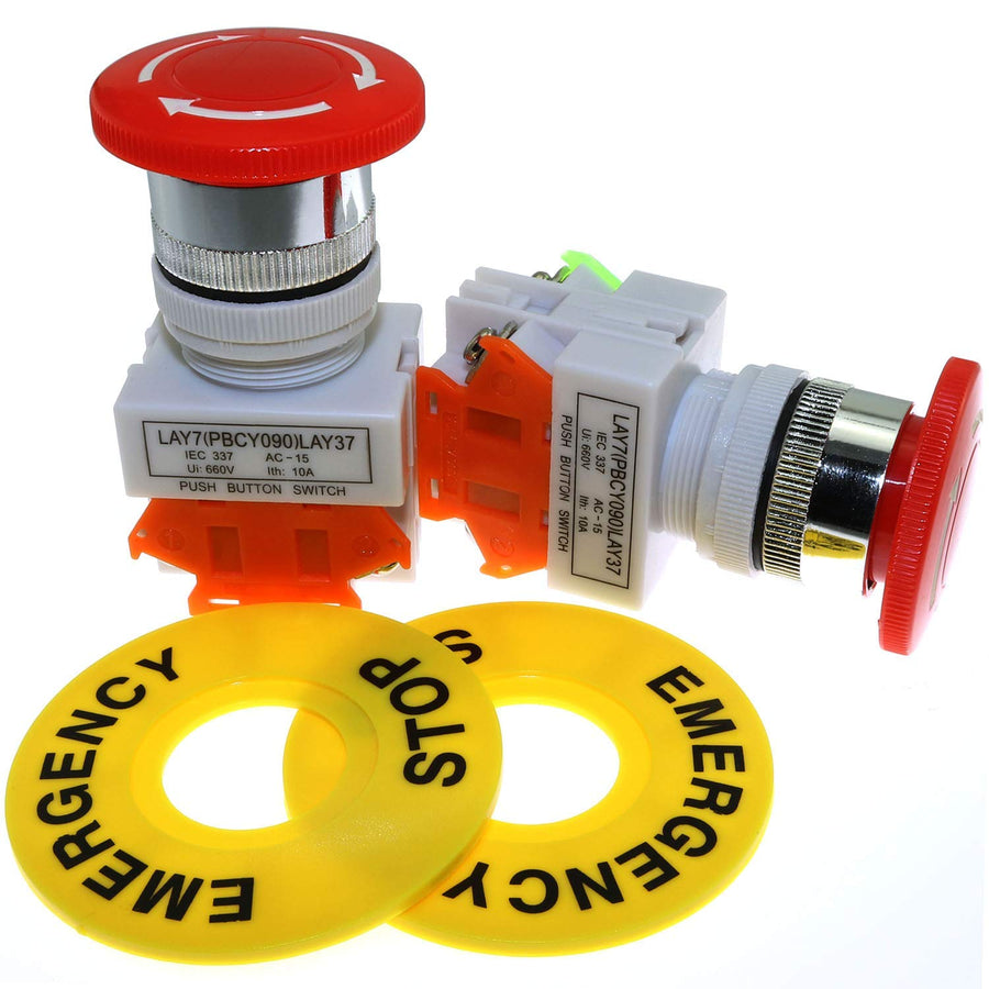 MEETOOT 2pcs Emergency Stop Push Button Switch AC 660V 
