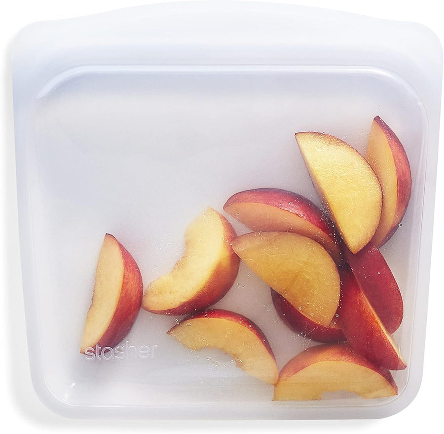Platinum Silicone Food Grade Reusable Storage Bag, Clear (Sandwich) | Reduce Single-Use Plastic | Cook, Store, Sous Vide, or Freeze | Leakproof, Dishwasher-Safe, Eco-friendly | 28 Oz