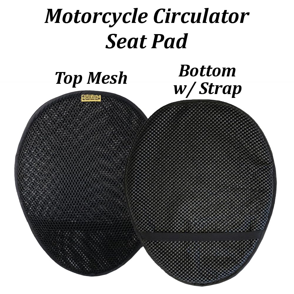 Motorcycle Circulator Pad for Long Ride Cool air Ventilation and Comfort with Non-Skid Bottom and Elastic Strap Attachment