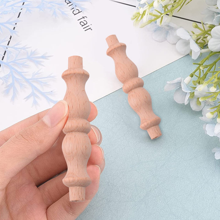 10PCS 3.4 inch Wooden Spindles Decorative Wood Spindle Unfinished Wood Craft Spindles for Furniture Woodworking Decoration