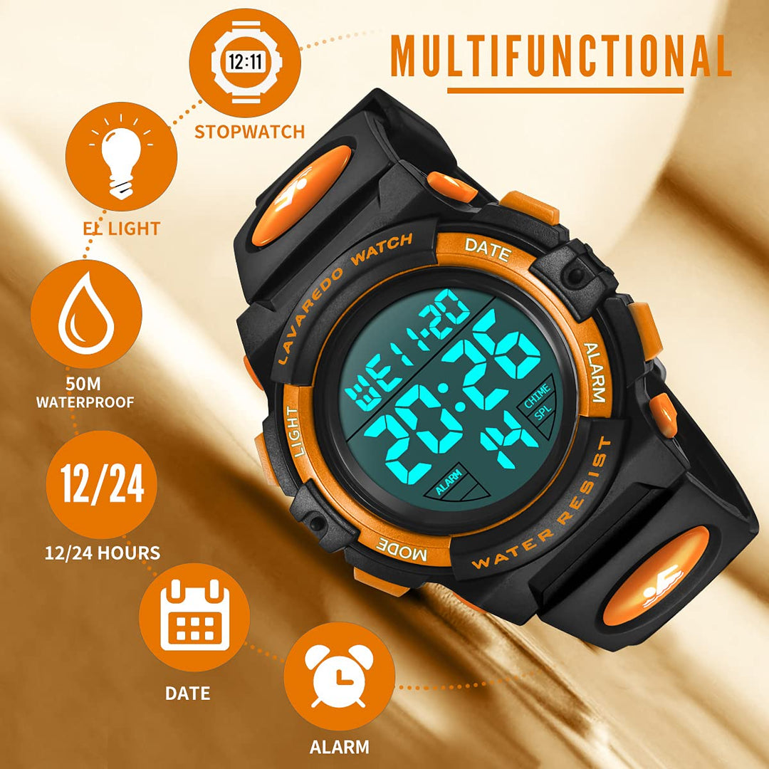 Kids Watch,Boys Watch for 3-12 Year Old Boys,Digital Sport Outdoor Multifunctional Chronograph LED 50 M Waterproof Alarm Calendar Analog Watch for Children with Silicone Band