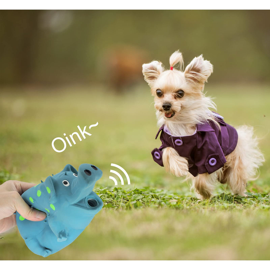 Andiker Dog Squeaky Toy, Dots Latex Dog Chew Toys with a Oinks Sound Squeaker Grunting Pig Dog Toy Durable Self Play 8 Dog Squeeze Toy for Dental Biting Chasing to Kill Boring Time (Blue)