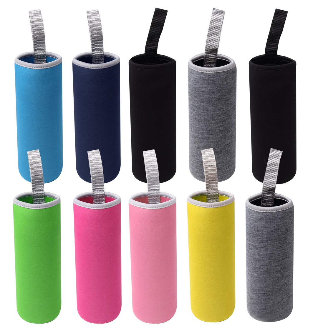 10 Pack Neoprene Water Bottle Sleeve 12 oz - 18 oz Bottle Cozy Insulated Glass Water Bottle Cover (Multi-Color) by HRLORKC