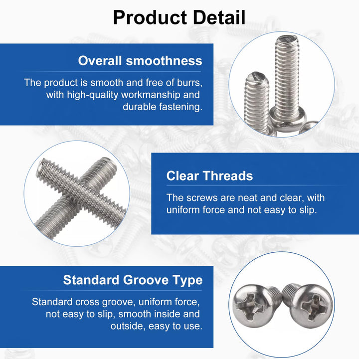 MroMax 50Pcs M1.6 x 8mm Pan Head Phillips Machine Screw