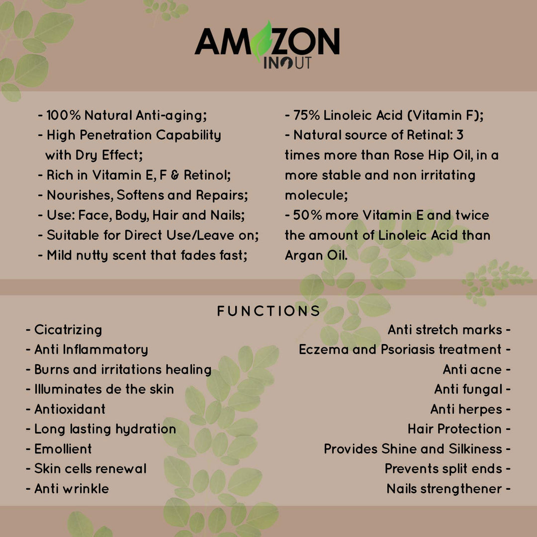 Cacay Oil Amazon IN OUT 30ml Organic Oil Rich in Vitamin A, E, F, Anti-Oxidants, Anti-Aging and Anti-Wrinkles.