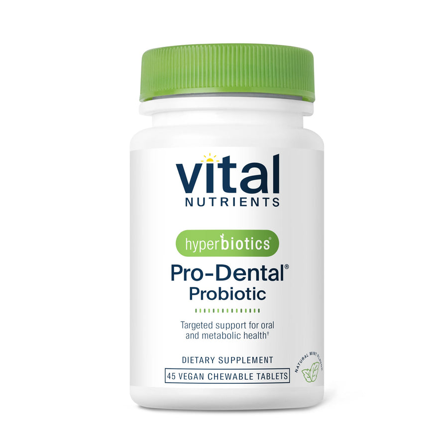 Vital Nutrients Pro-Dental Probiotic | Dairy-Free BLIS K12 and M18 | Shelf-Stable | Vegan Probiotic for Oral Health and Bad Breath | Sugar-Free | Gluten-Free | 45 Mint Chewable Tablets