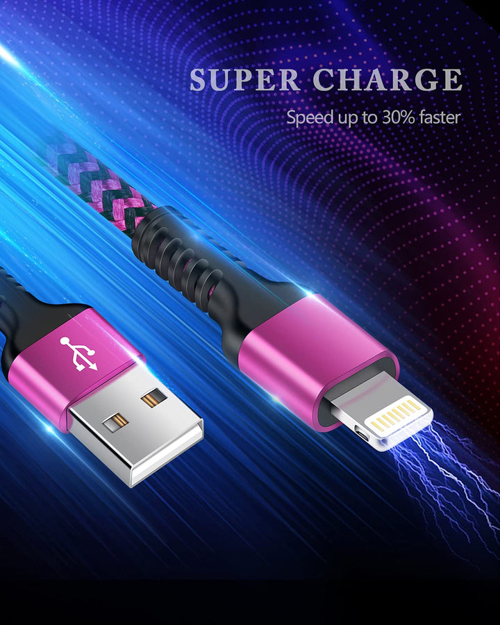iPhone Charger Cable, [2pack/3ft] Apple Lightning Cord for iPhone 14 Pro Max 13 12 Pro/11/XS/XR/X/8 Plus/7, iPad Mini, iPad Air, USB-A Braided Rapid Charge Core Recharger Power Cargador Data Line