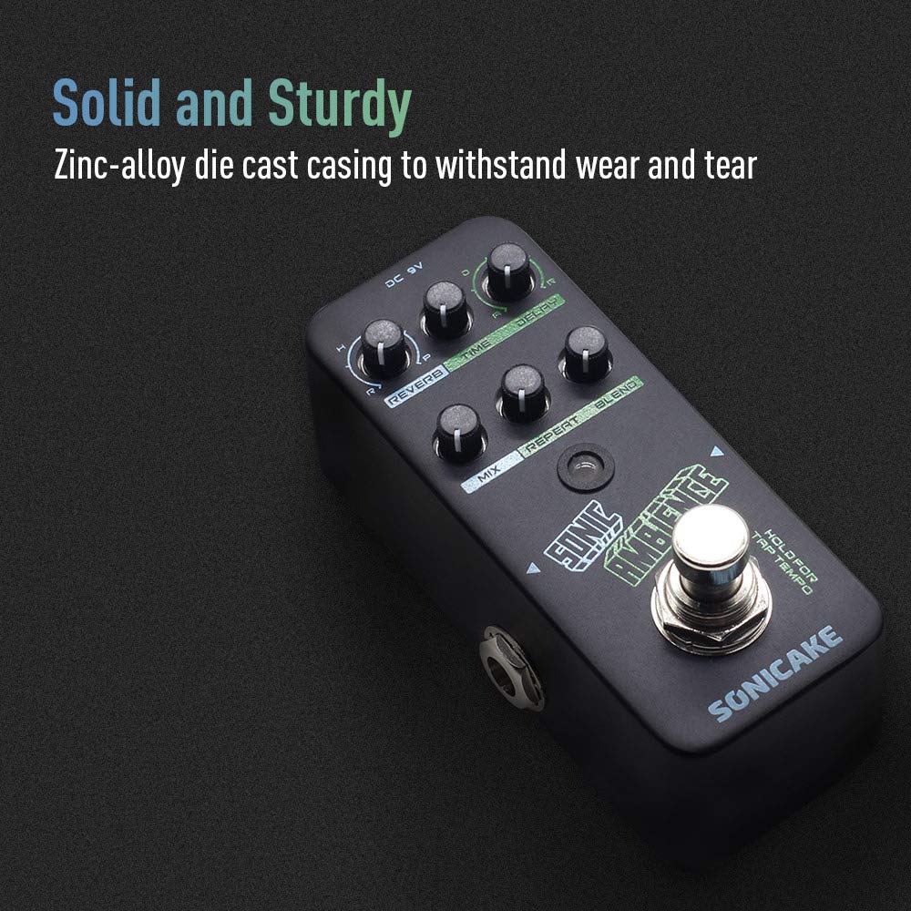 Delay Reverb Pedal Sonic Ambience Multi Mode Tap Tempo Delay and Reverb Guitar Bass Effects Pedal