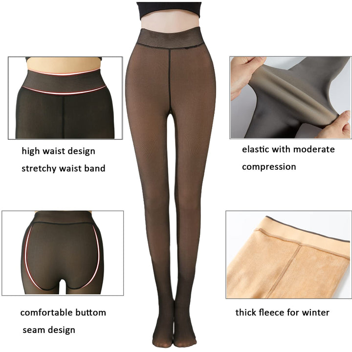 ZQFFB Fleece Lined Tights Women Leggings Black Warm She