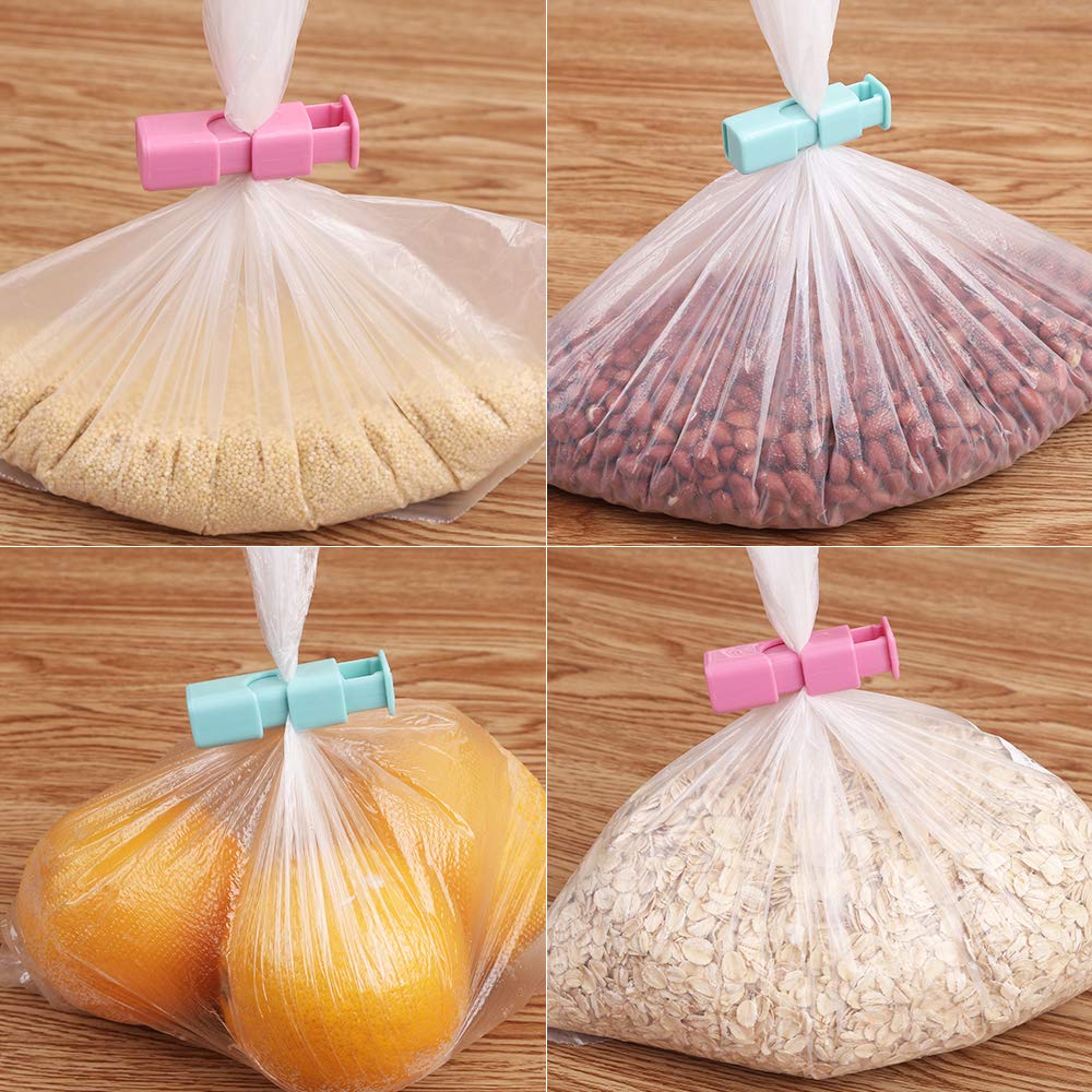 Squeeze Bread Bag Cinch Clips, Slip Grip Easy Squeeze &amp; Lock, 4 Color, 12 Pack