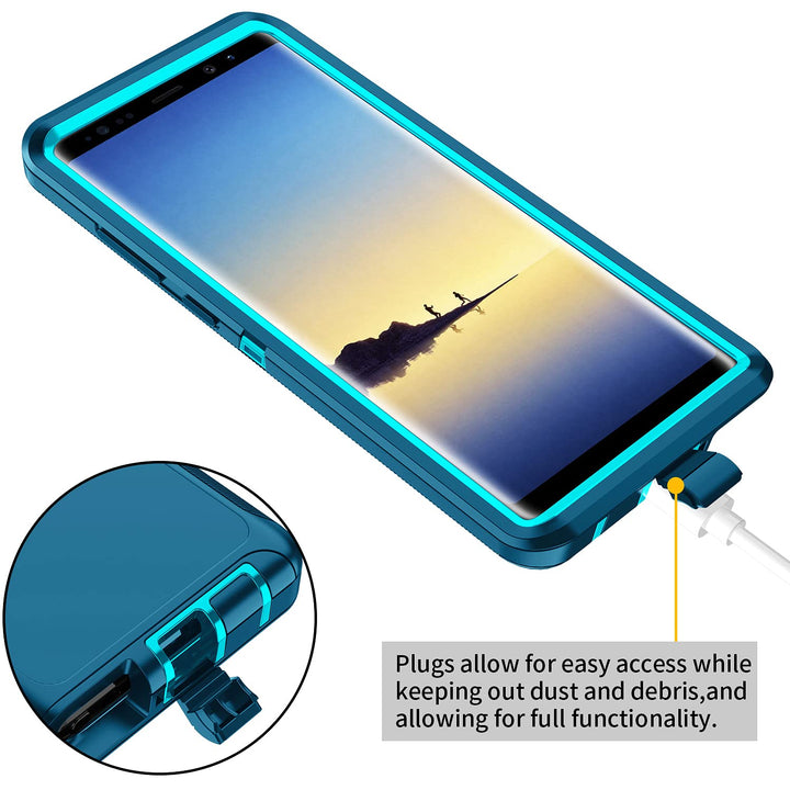RegSun for Galaxy Note 8 Case,Shockproof 3-Layer Full Body Protection [Without Screen Protector] Rugged Heavy Duty High Impact Hard Cover Case for Samsung Galaxy Note 8,Turquoise