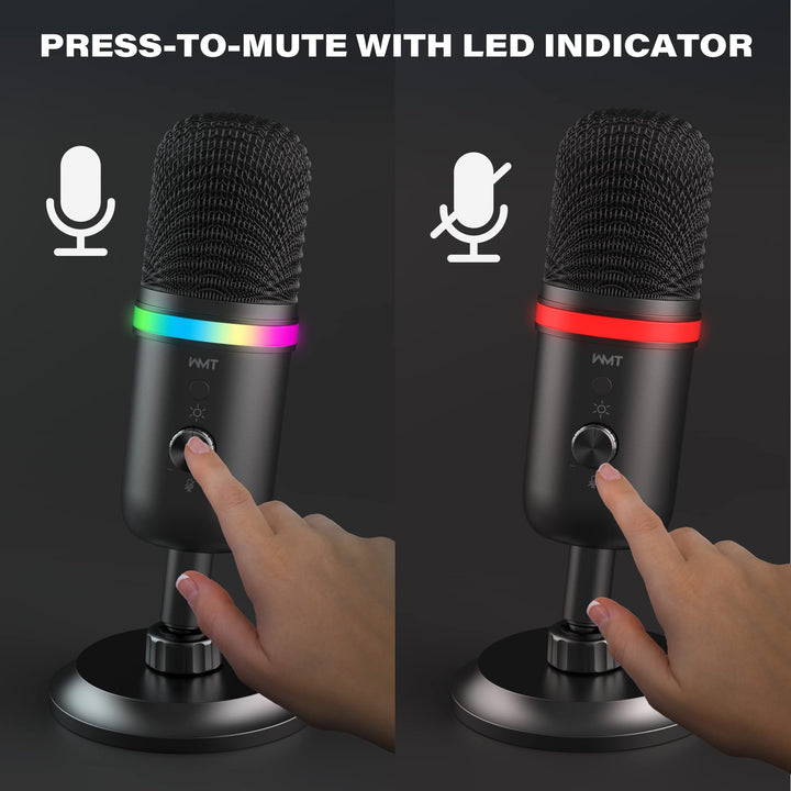 USB Microphone - Condenser Gaming Microphone for PC/MAC/PS4/PS5/Phone- Cardioid Mic with Brilliant RGB Lighting Headphone Output Volume Control, Mute Button, for Streaming Podcast YouTube Discord