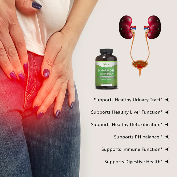 Pure By Nature 600mg D-Mannose Vegan Capsules with Cran