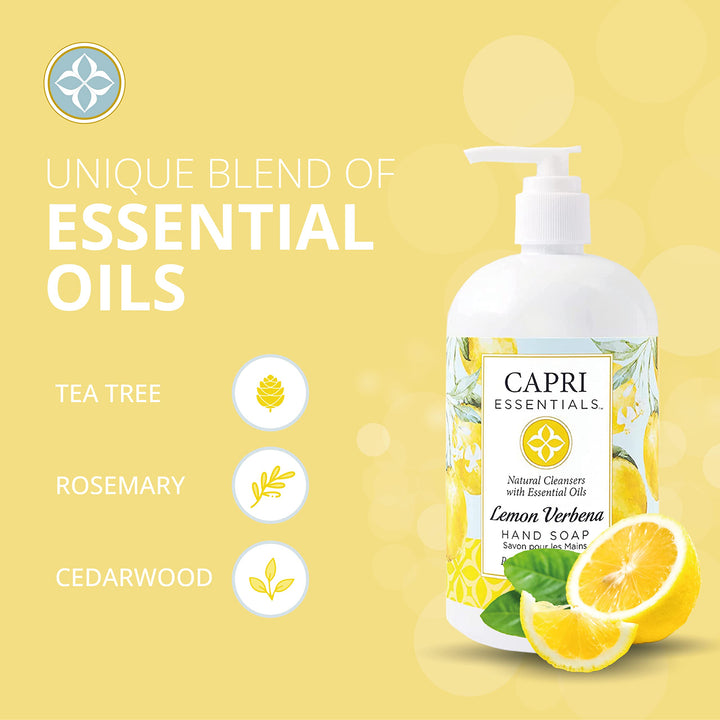 Capri Essentials Natural Hand Soap with Essential Oils - Lemon Verbena, 16 oz.
