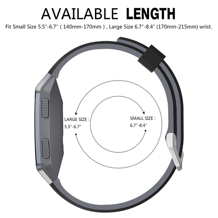 Compatible with Fitbit Ionic Bands Men Women, Soft Sport Silicone Breathable Replacement Wristband Compatible with Fitbit Ionic Smart Watch with Buckle [Black-Gray]