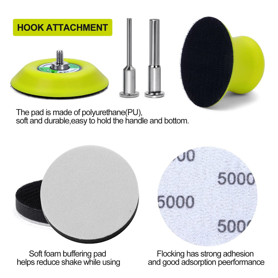 131 PCS 3 Inch Sanding Discs Hook and Loop 60 to 10000 Wet Dry Sandpaper with 1/8&amp;1/4 Shank Backing Pad, Polishing Pads and Buffering Pad for Drill Grinder Rotary Tools, Wood Metal Jewelry