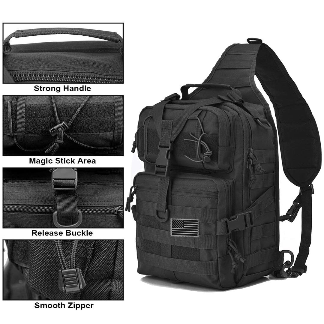 Tactical Sling Bag Pack Military Assault Rucksack Shoulder Bag Backpack Chest Pack Handbag Waterproof for Travel Hiking Camping Trekking Exploring Fishing Hunting