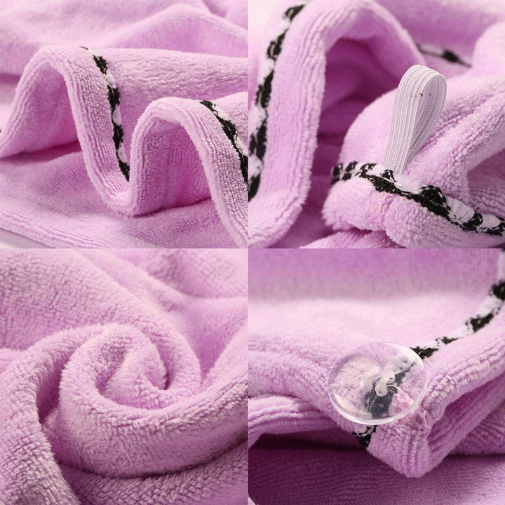 3-Pack Microfiber Hair Drying Bath Shower Towel Head Turban Wrap with Button, Quick Magic Dryer - Wrapped Bath Cap - Super Absorbent For Long and Curly Hair