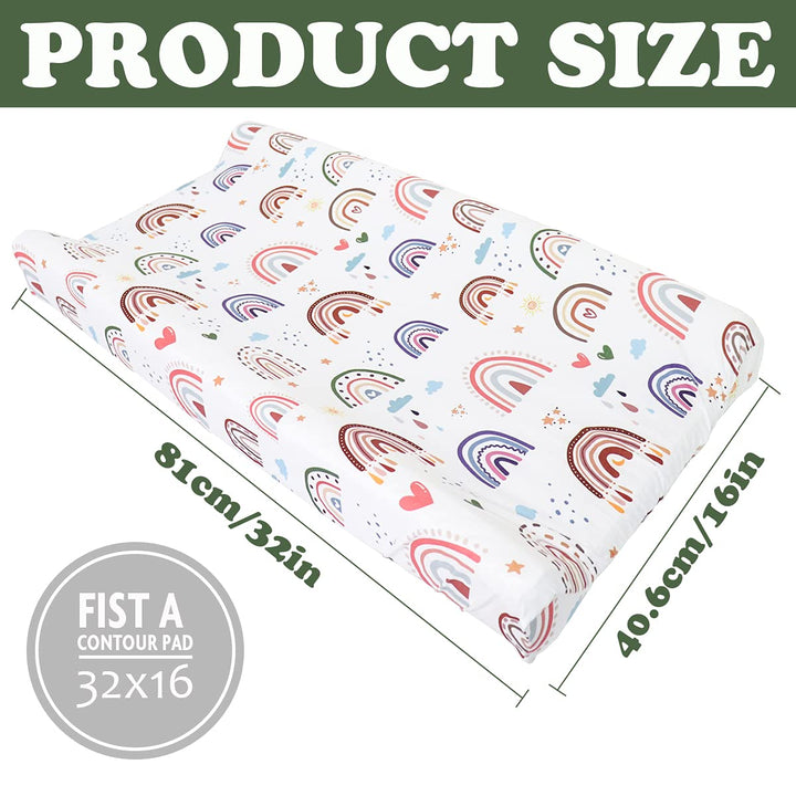Baby Diaper Changing Pad Cover Cradle Mattress Sheets, Infant Stretchy Fabric Changing Table Cover Changing Mat Cover Baby Nursery Diaper Changing Pad Sheets (Rainbow World)