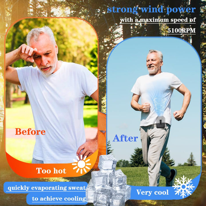 Personal Fan Portable USB Rechargeable Waist Clip Fan Working Fan Hand Free 8000mAh, 6-32hours Wearable Cooler Fan for Traveling Working Outdoor Office