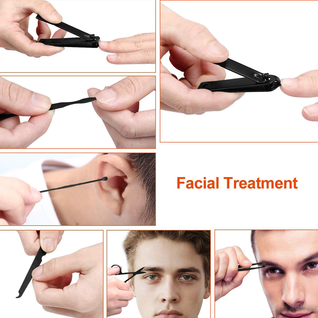 Pedicure Manicure Kit 19 in 1 Manicure Set Professional Sharp Nail Clippers Stainless Steel Cutter &amp; Vibrissac Scissors for Men &amp; Women Fingernails &amp; Toenails with Superb Case (Red_7 pieces)