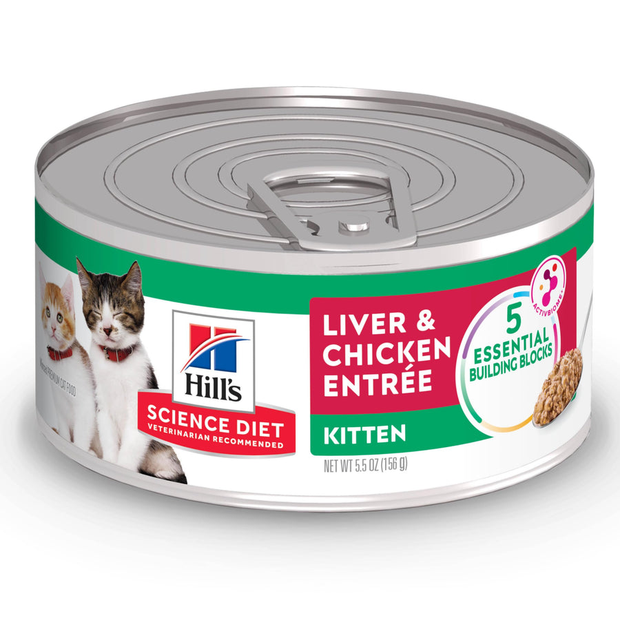 Science Diet Kitten, Kitten Premium Nutrition, Wet Cat Food, Liver & Chicken Minced, 5.5 oz Can, Case of 24