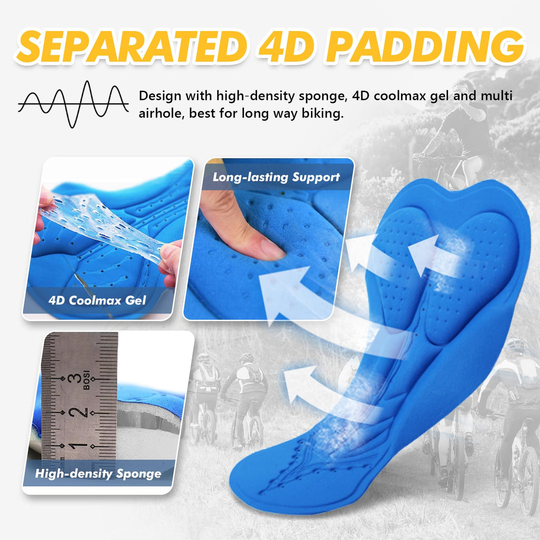 Mens Mountain Bike Shorts 4D Padded Bike Shorts Baggy Cycling Biking Bicycle Biker Shorts Loose-fit with 6 Pockets (Green, Large)