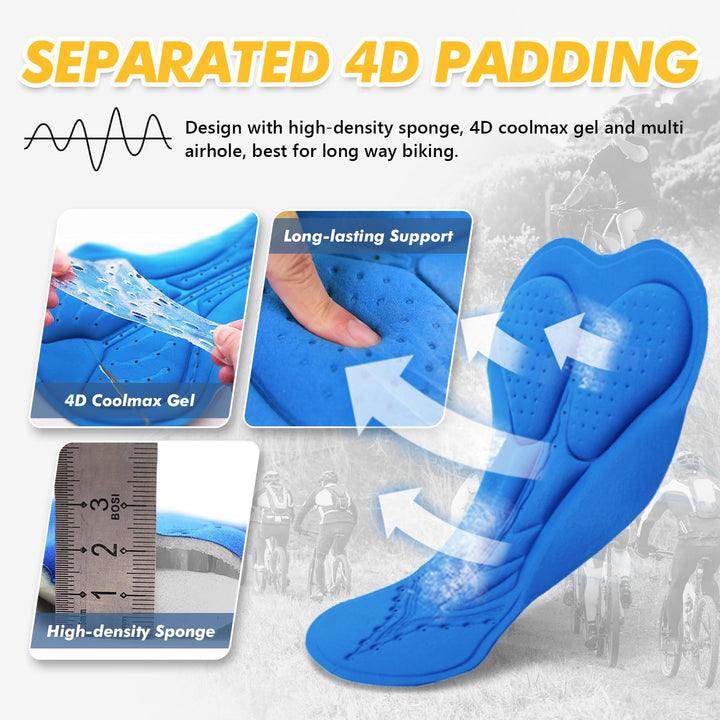 Mens Mountain Bike Shorts 4D Padded Bike Shorts Baggy Cycling Biking Bicycle Biker Shorts Loose-fit with 6 Pockets (Green, Large)